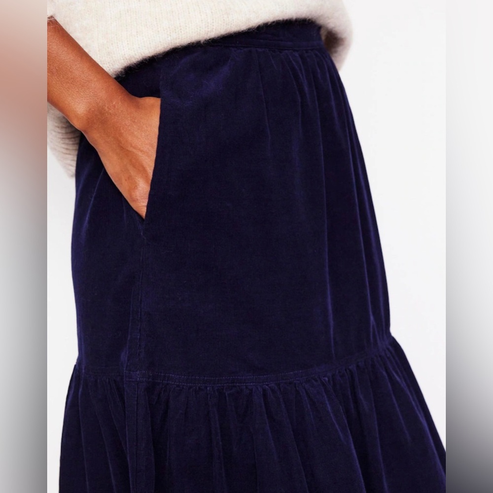 Boden Navy Tiered Midi Skirt - Picture 3 of 9